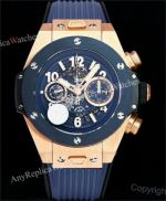 Swiss Grade Clone Hublot Big Bang 7750 Chronograph Rose Gold Blue Dial